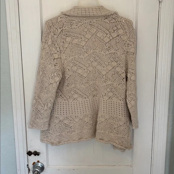 JM Collection Textured Beige knit  Cardigan - Picture 3 of 7